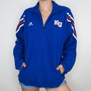 Adidas KU Jayhawks Blue Fleece Zip-Up Jacket